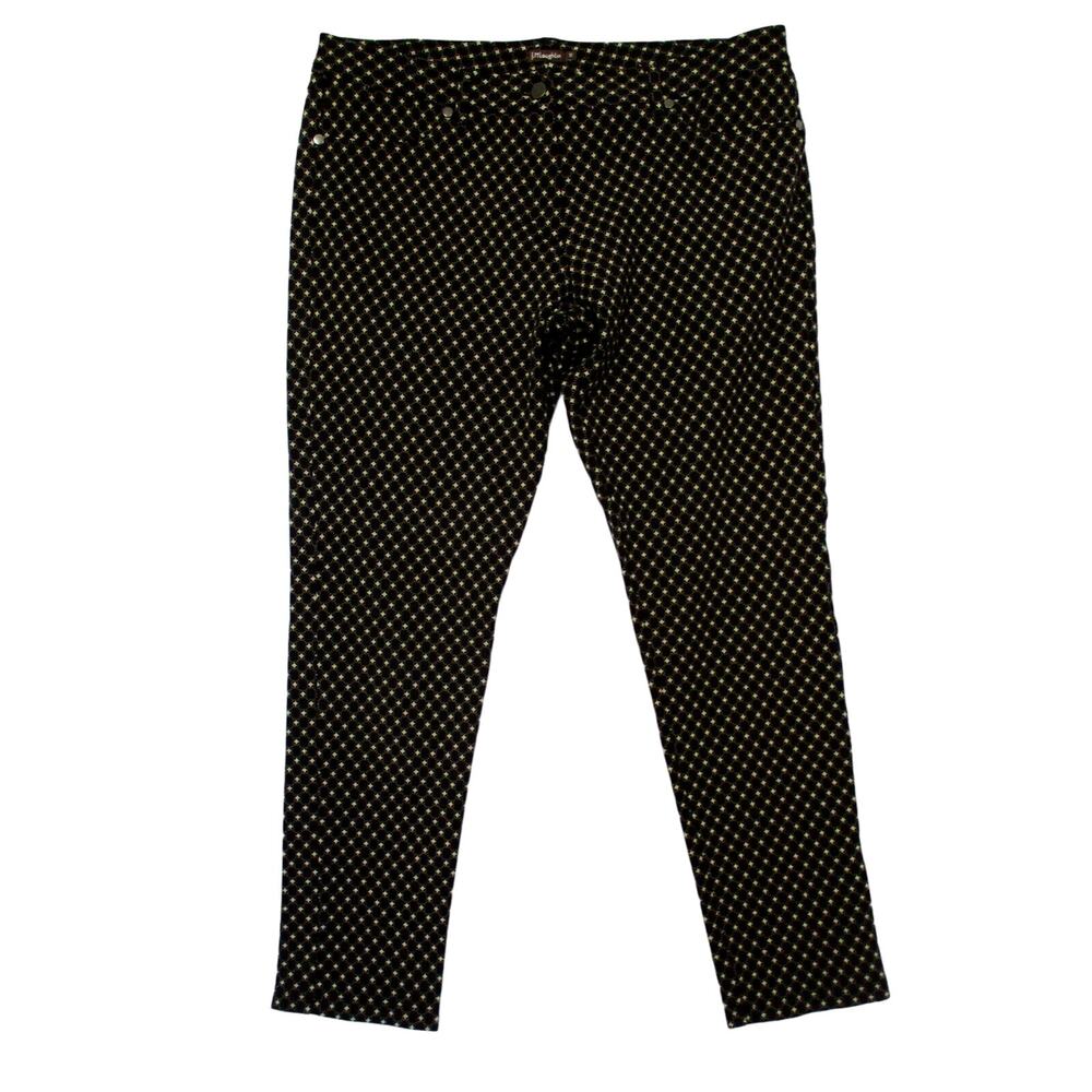 J McLaughlin Pants Womens 12 Fits 33x28 Black Chain Dot Print Slim Ankle Knit